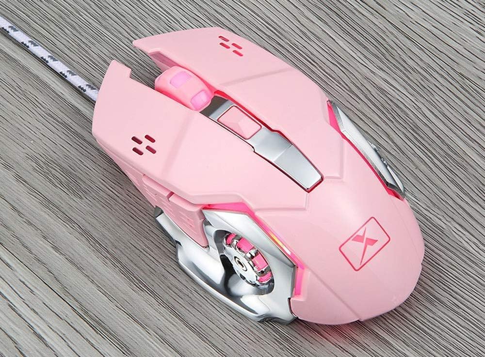 Pink Retro Typewriter-Style Wired Gaming Keyboard and Mouse Combo D9296