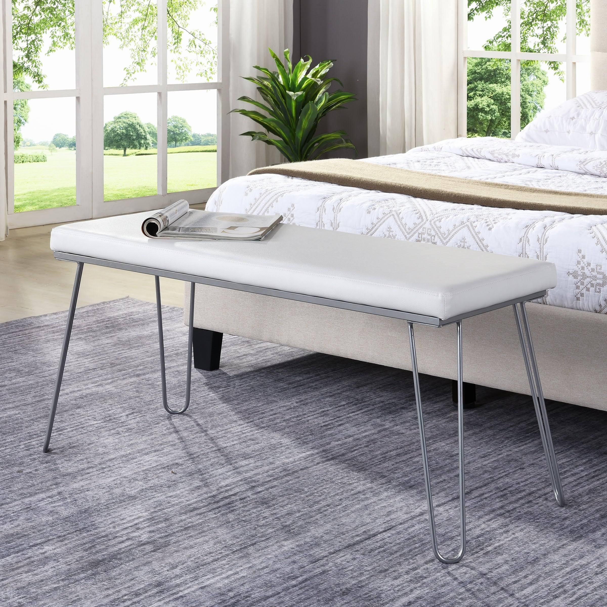 Silver / White Long Bench V647