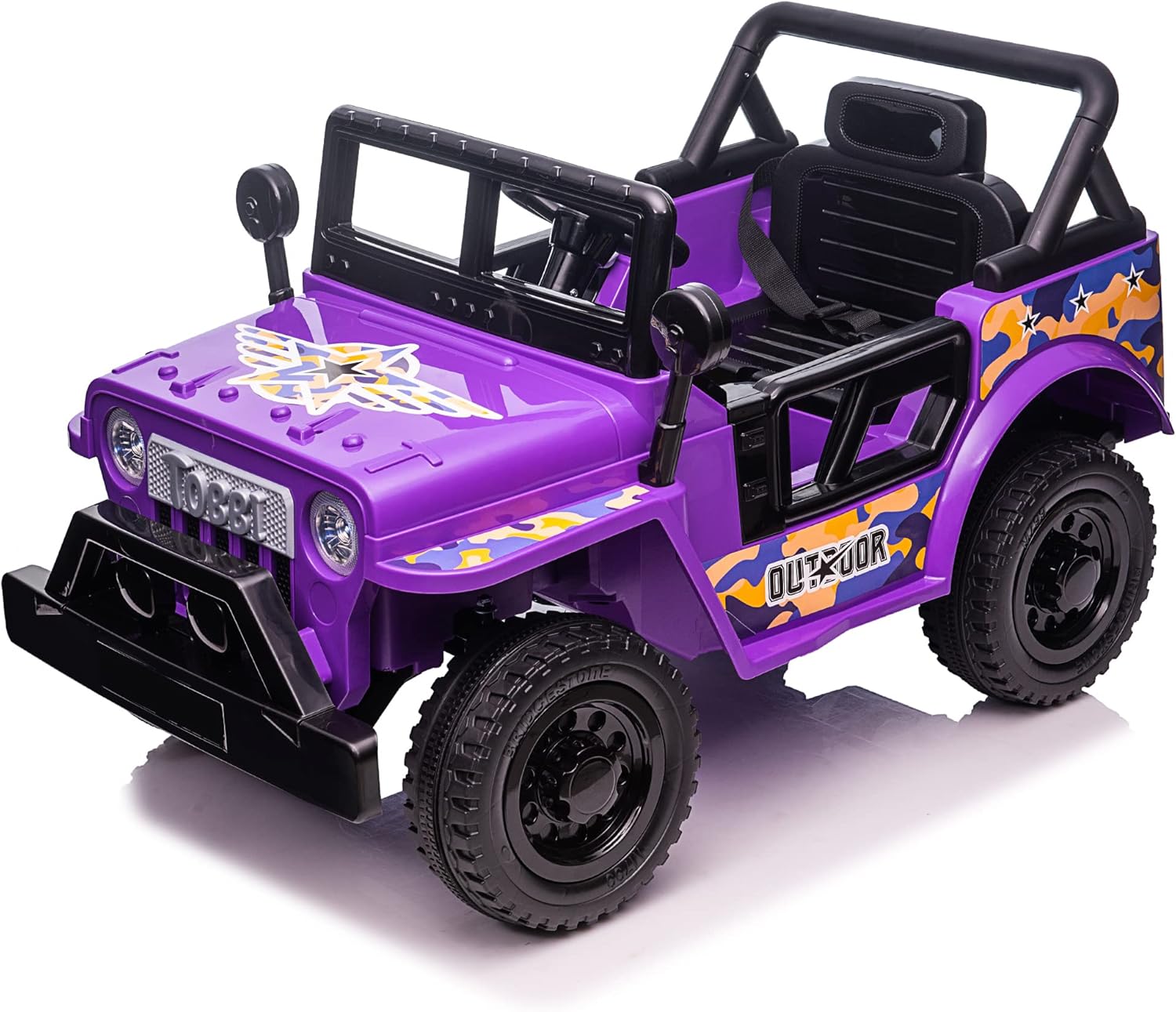 Purple and Black 12V Kids Ride On Truck Car with LED Lights G327457