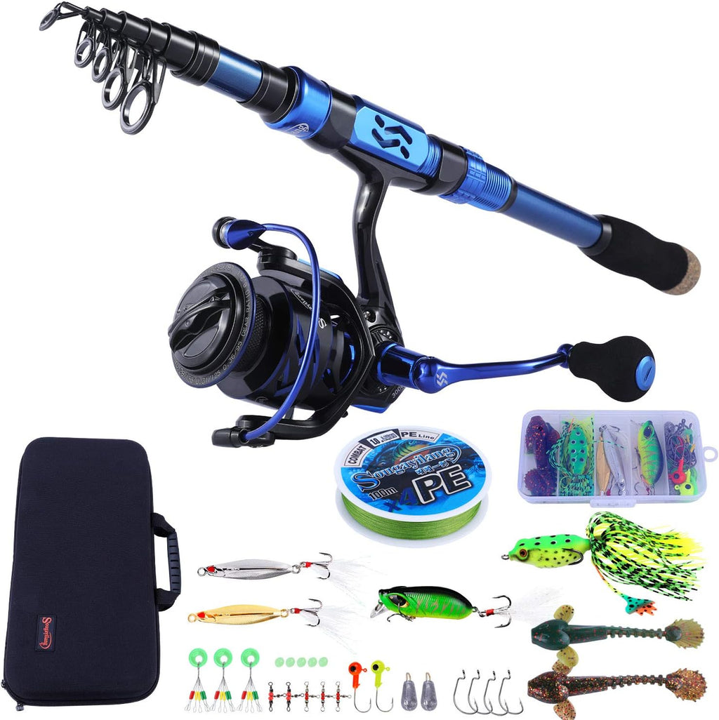 Carbon Fiber Telescopic Fishing Rod and Reel Combo with Carrying Case F171048
