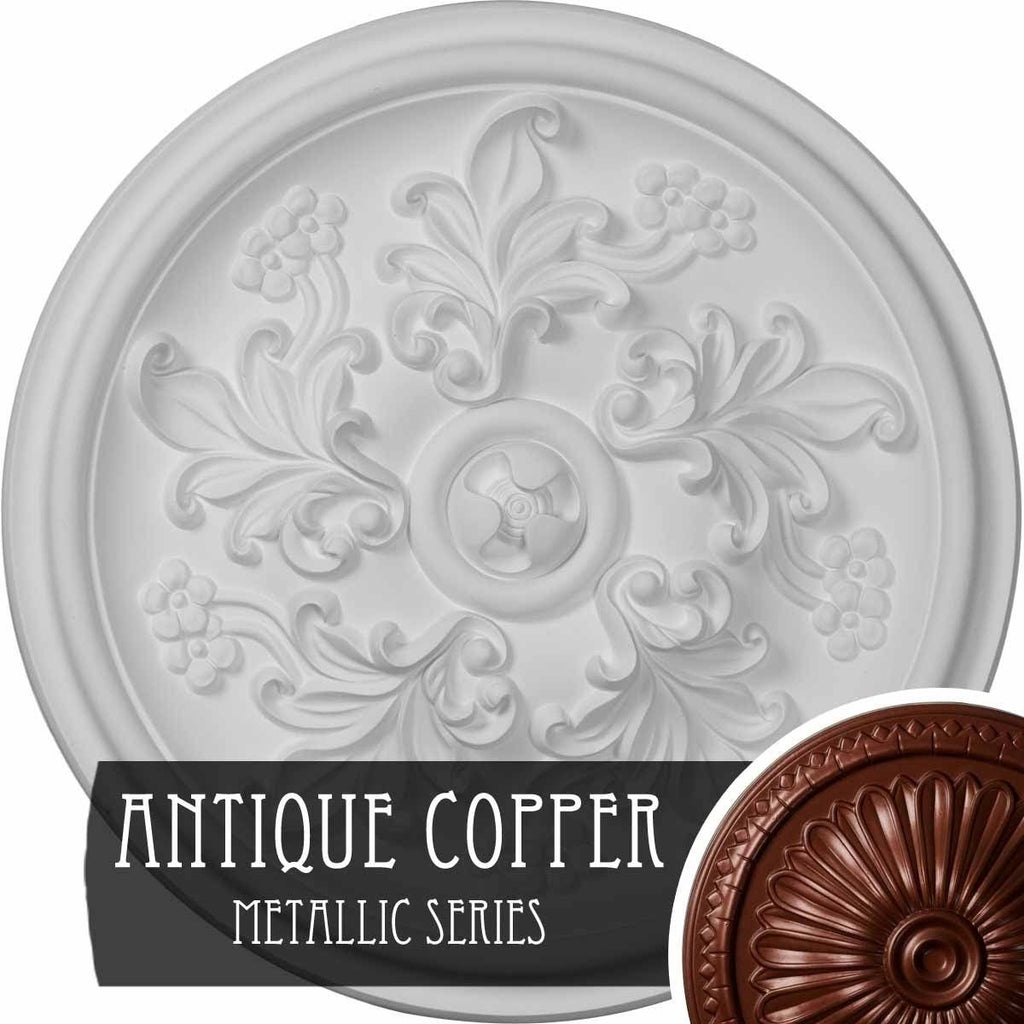 14 1/2x22OD x 2 3/4x22P Ceiling Medallion Hand-Painted Antique Copper T3161