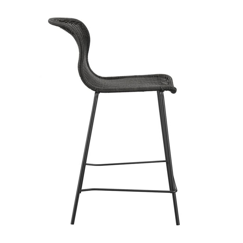 Brown Upholstered Rattan Counter Height Stools X1356