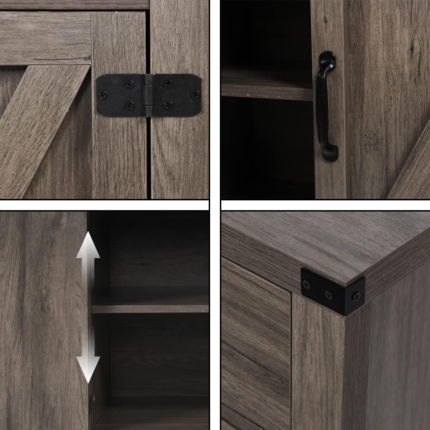 Grey Wash Buffet Cabinet with Barn Doors and Drawer G7679