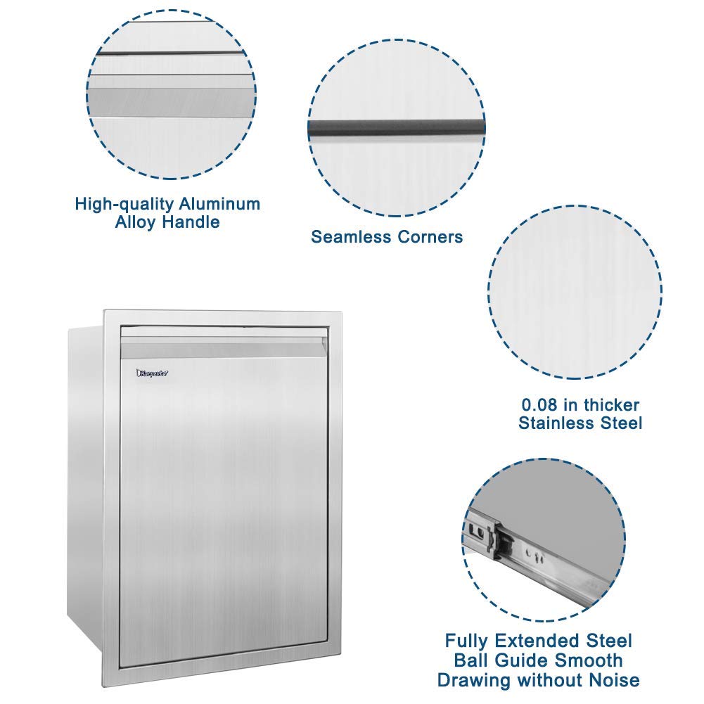 Stainless Steel Drawer W16XD18XH22.3 Inches J784