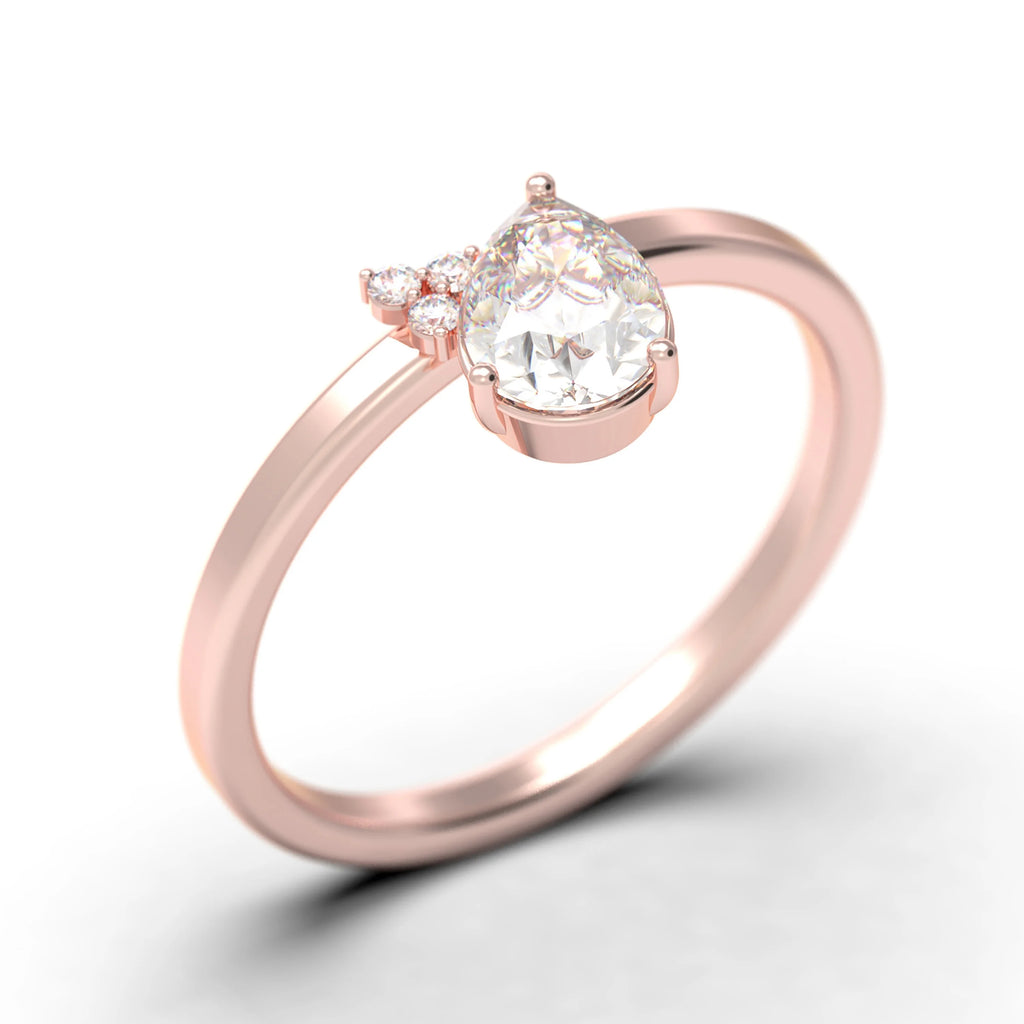 1.15 Carat Pear Cut Moissanite Engagement Ring in 925 Sterling Silver With 18k Rose Gold Plating Z9947