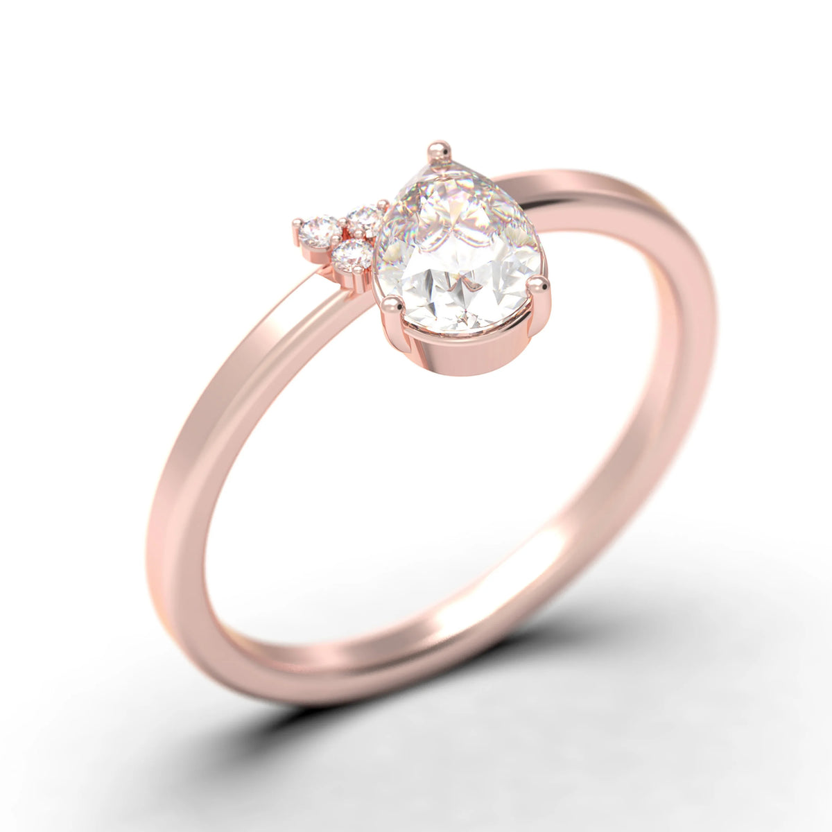 1.15 Carat Pear Cut Moissanite Engagement Ring in 925 Sterling Silver With 18k Rose Gold Plating Z9947