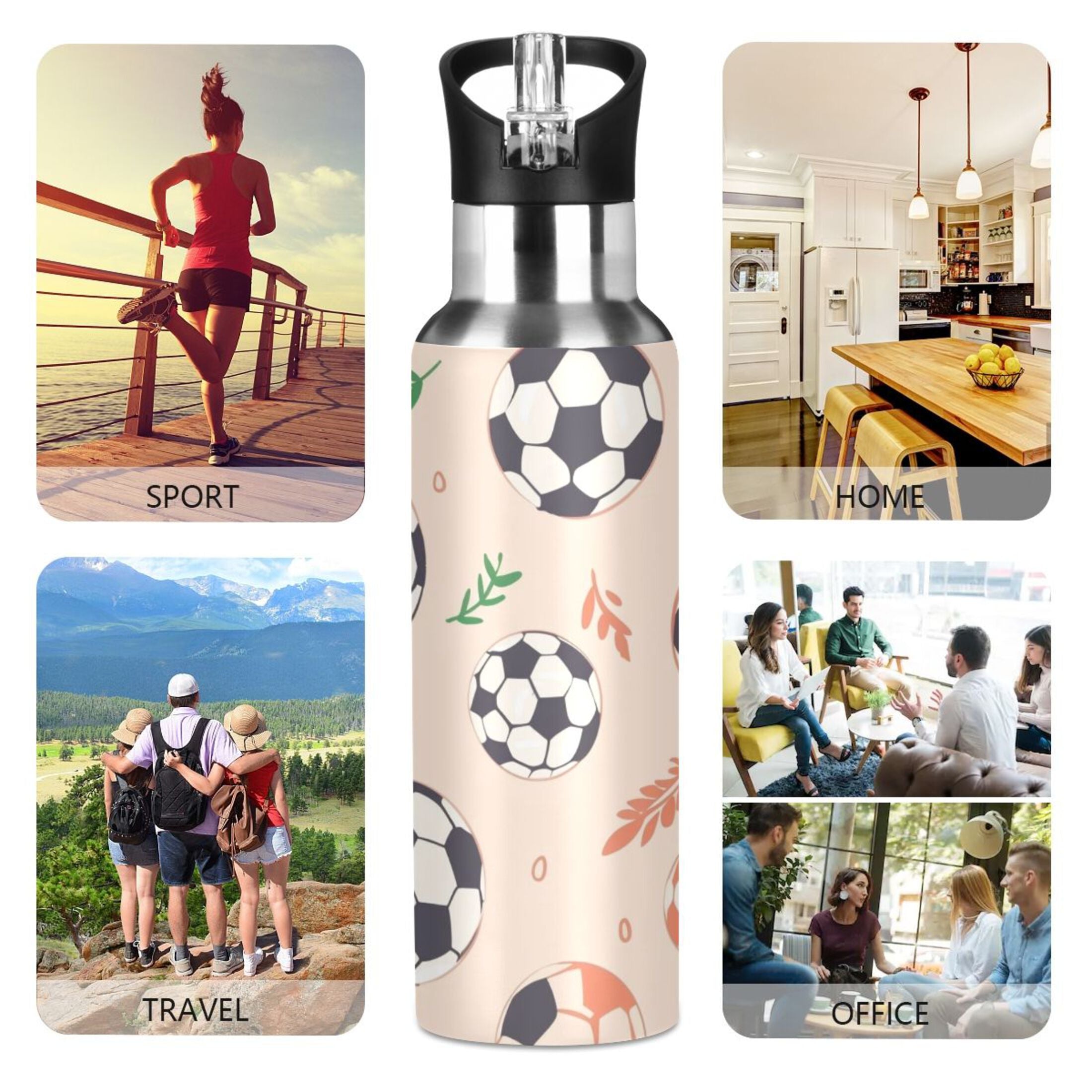 Insulated Stainless Steel Water Bottle with Straw Lid 20 oz D840568
