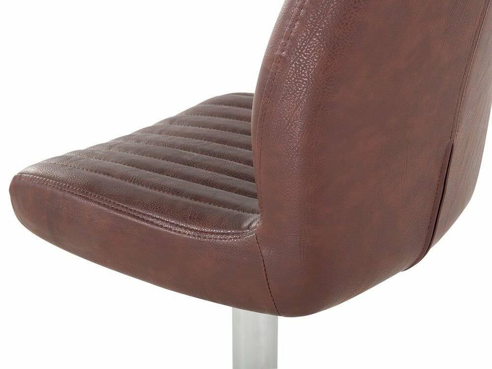 Faux Leather Swivel Bar Stool Brown R65239