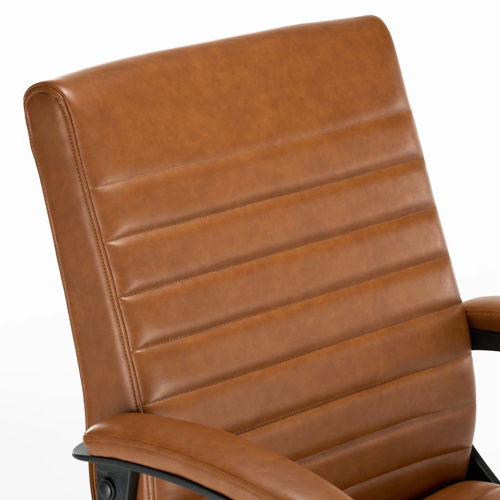 Cognac Bonded Leather Ergonomic Desk Chair E631
