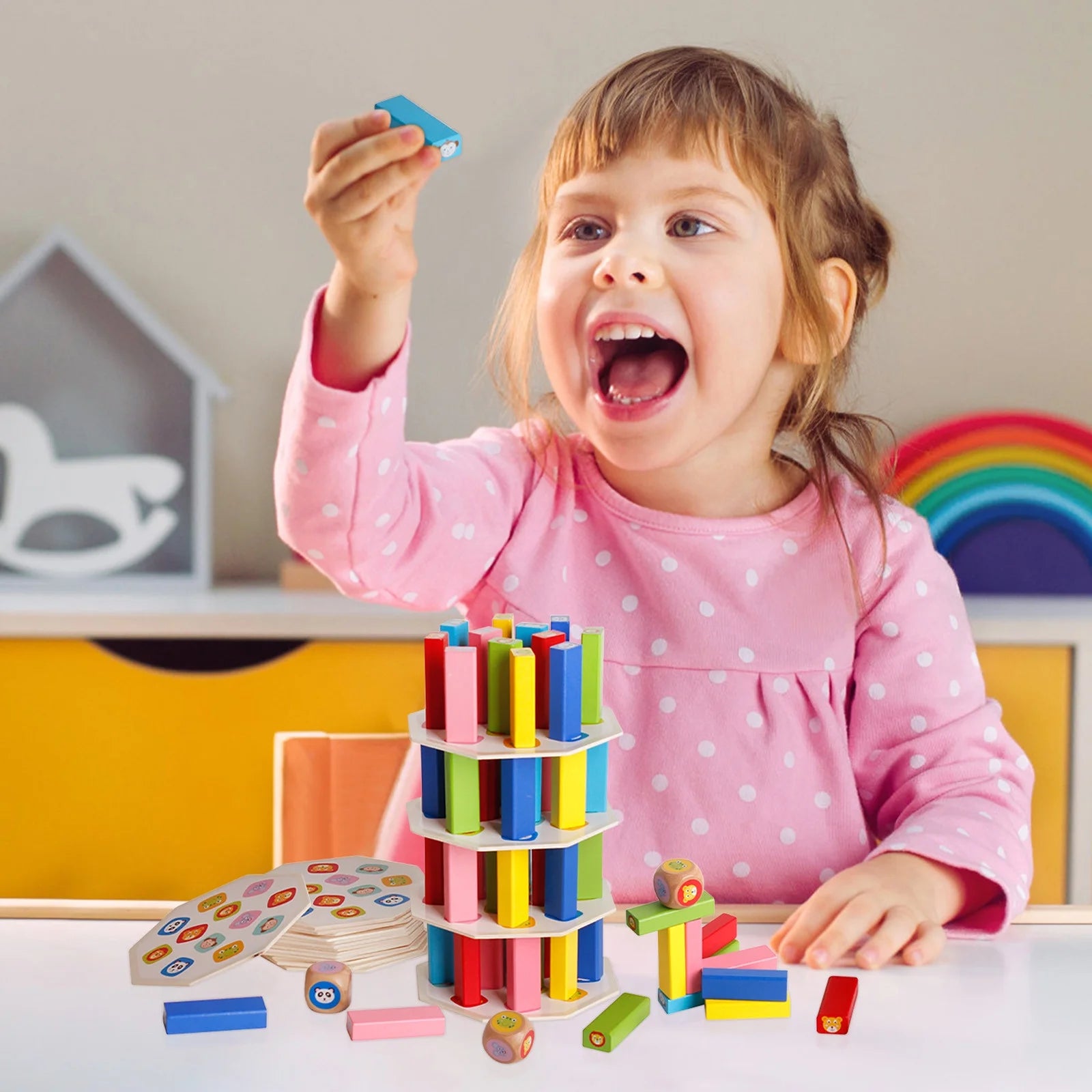 Wooden Building Blocks Stacking Tower Board Game Y8052
