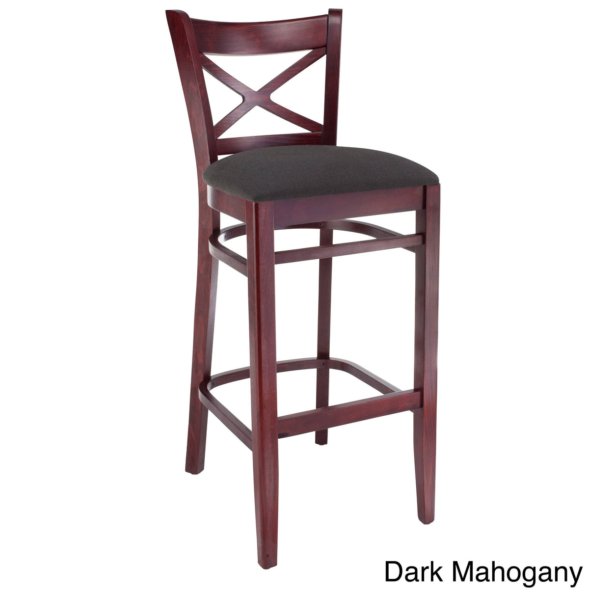 Black Solid Wood X-Back Microfiber Seat Bar Stool U681