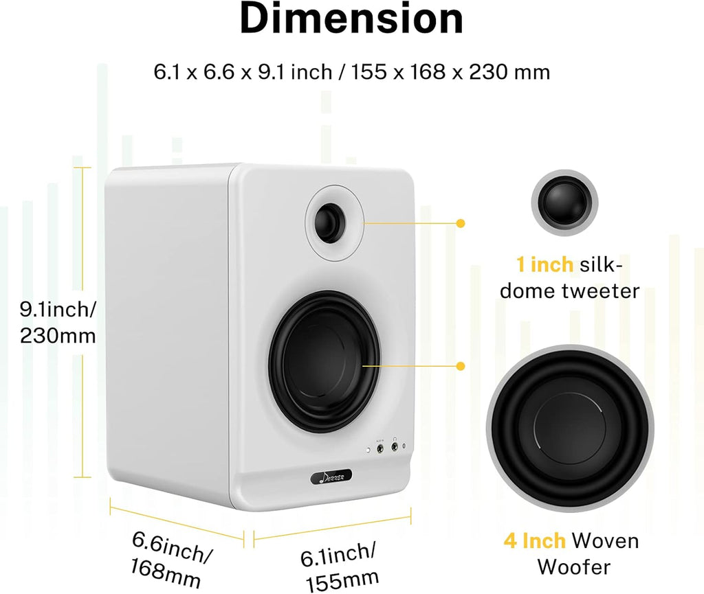 White Near Field Studio Monitors 2-Pack with Bluetooth X330