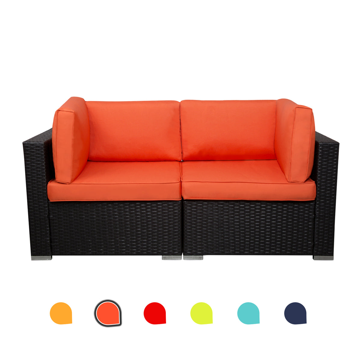 Orange 2-Piece Rattan Corner Sofa Set M554168