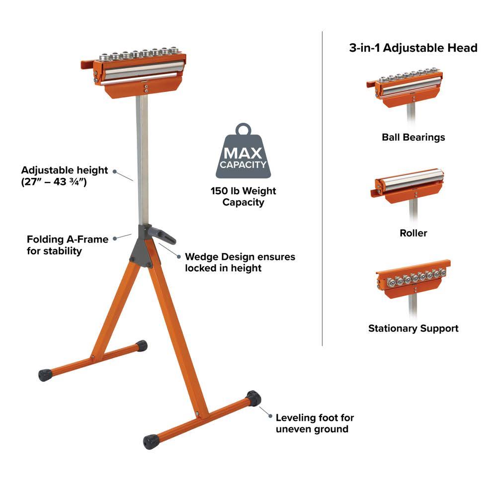 Tri-Function Pedestal Roller Stand, Pack of 2 Y577