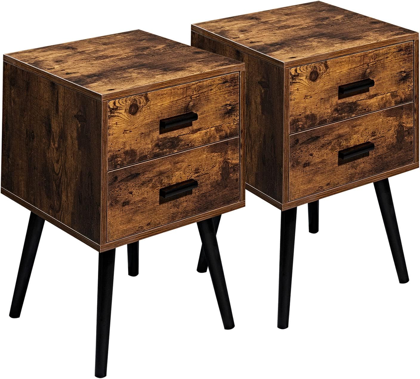 Rustic Brown Wooden Night Stand with 2 Drawers I557200