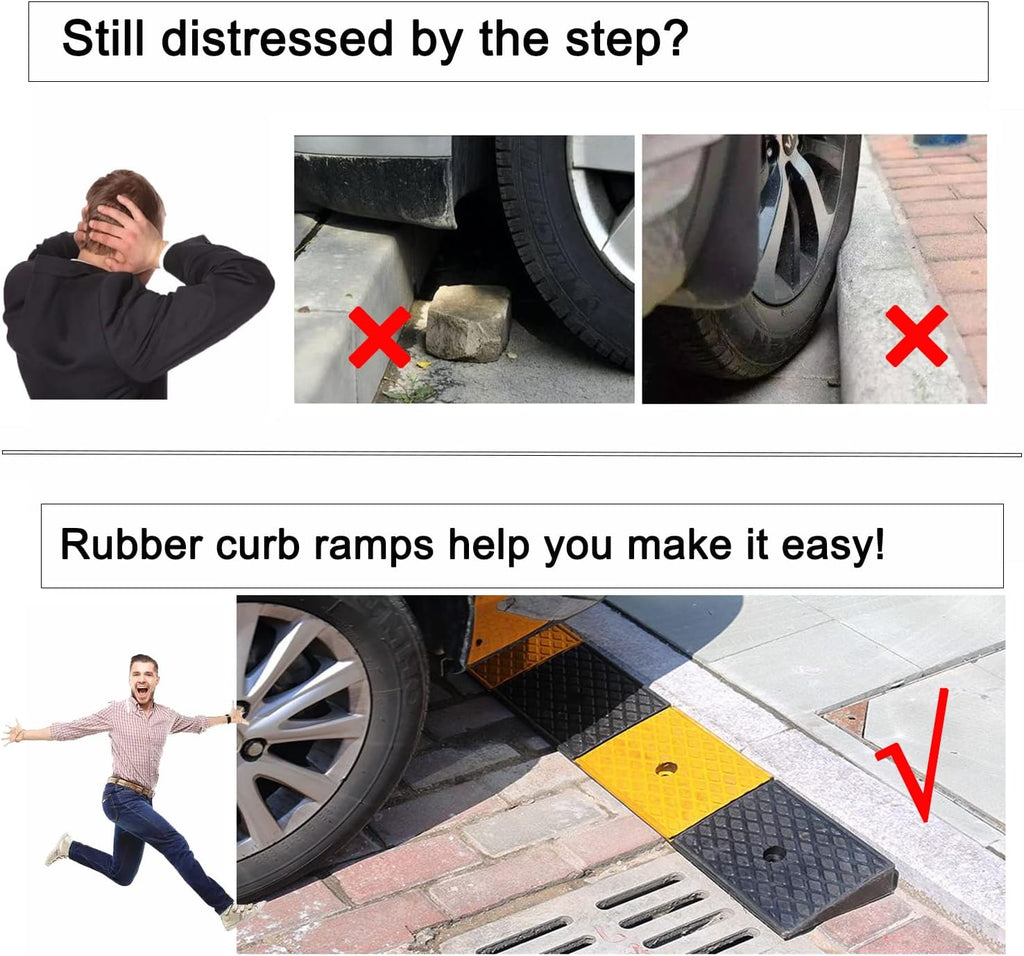 2 Rubber Heavy Duty Driveway Curb Ramp 10 Ton 39.3*5.9*2inch T86402