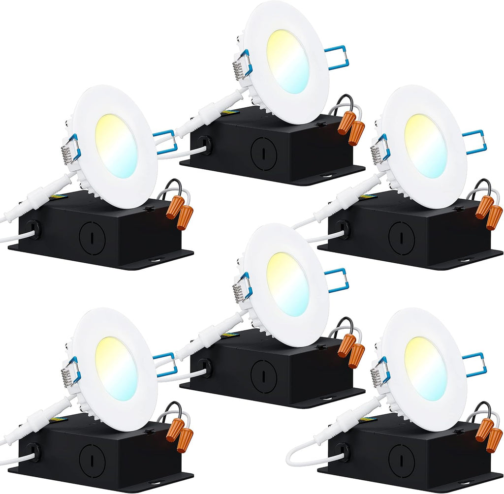 4 Inch Ultra Thin LED Recessed Ceiling Lights, 5000K Daylight, Dimmable 10W, 6 Pack O7431