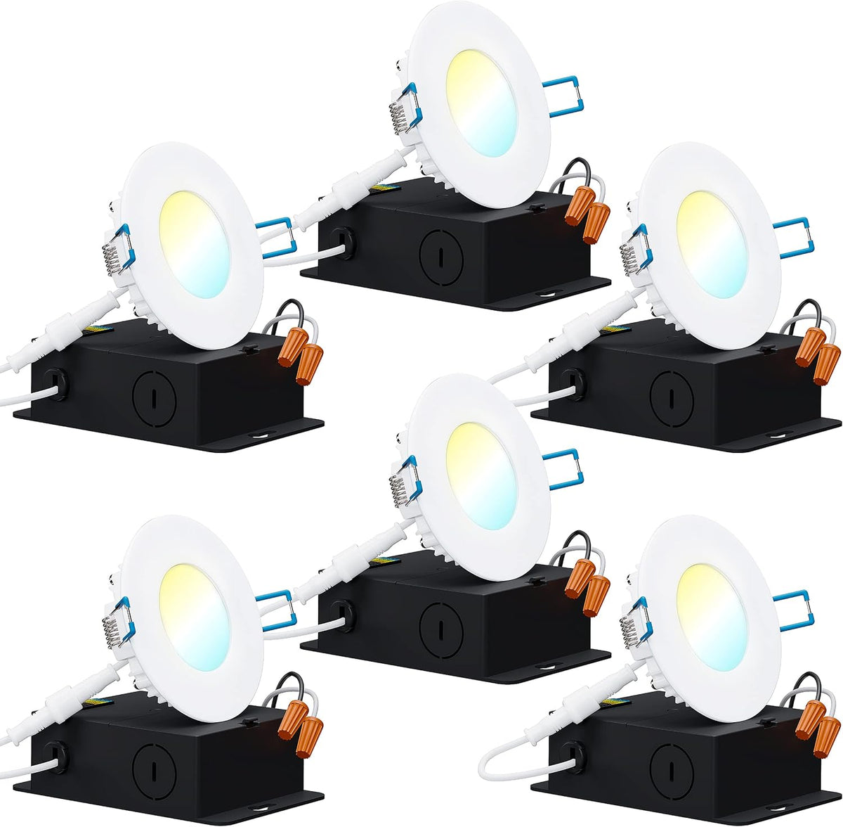4 Inch Ultra Thin LED Recessed Ceiling Lights, 5000K Daylight, Dimmable 10W, 6 Pack O7431