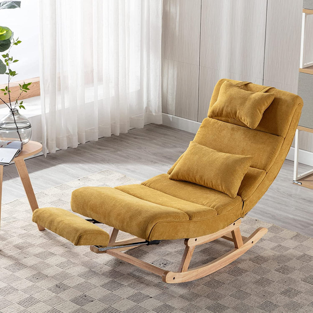 Armless Rocking Chair with Footrest and 2 Pillowers F119000