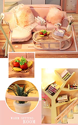 Dollhouse Miniature with Furniture Kit, Handmade DIY House Model E347