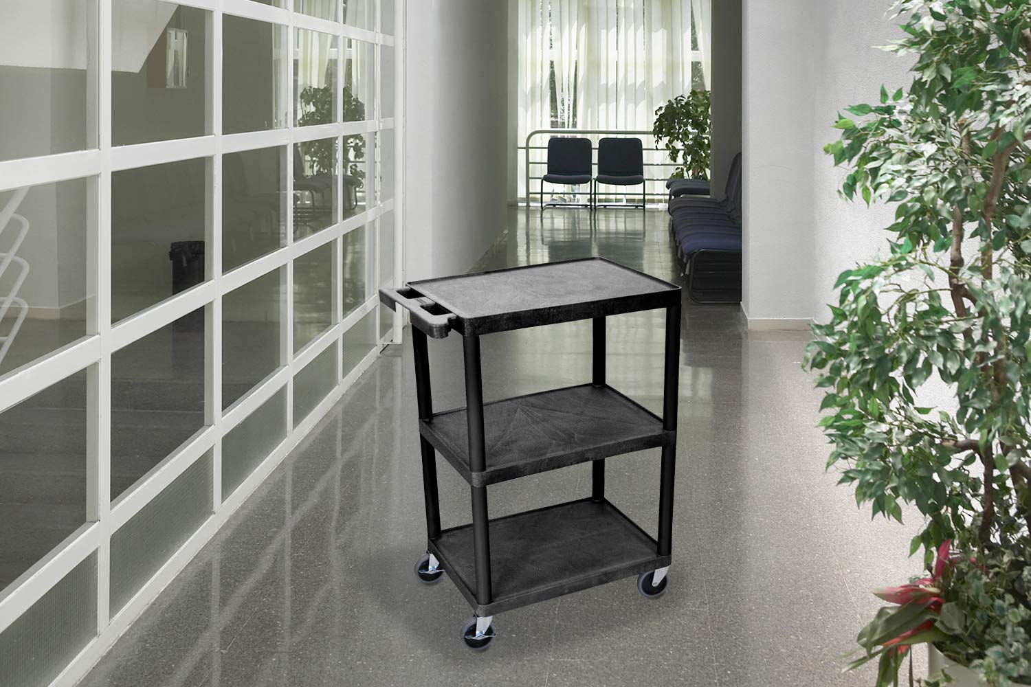 3-Shelf Utility Cart, Black Pack of 2 C792