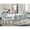 Linen White/Baby Blue 9-piece Wood Dining Set E1809