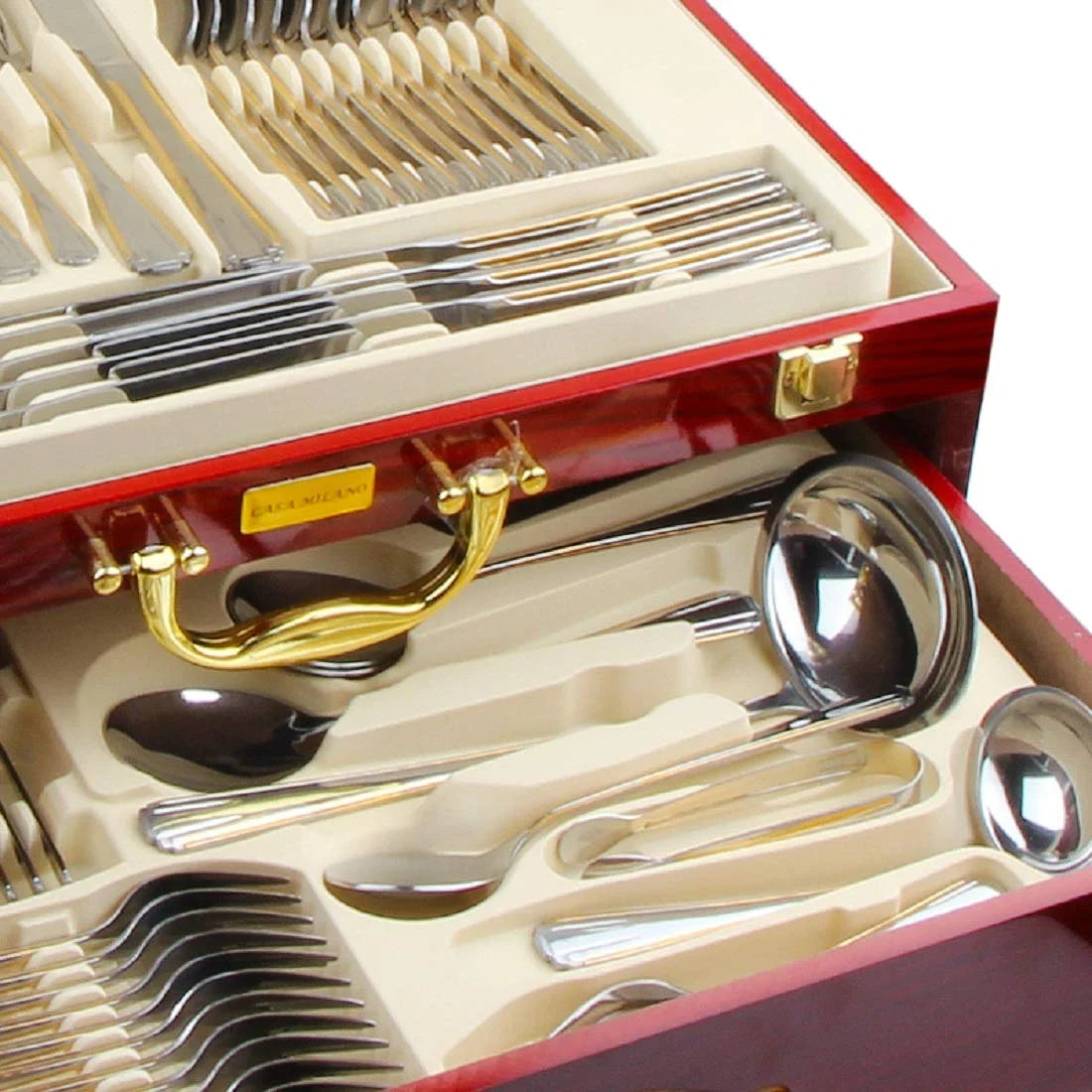 72 Piece Gold Flatware Serving Set for 12 T178855
