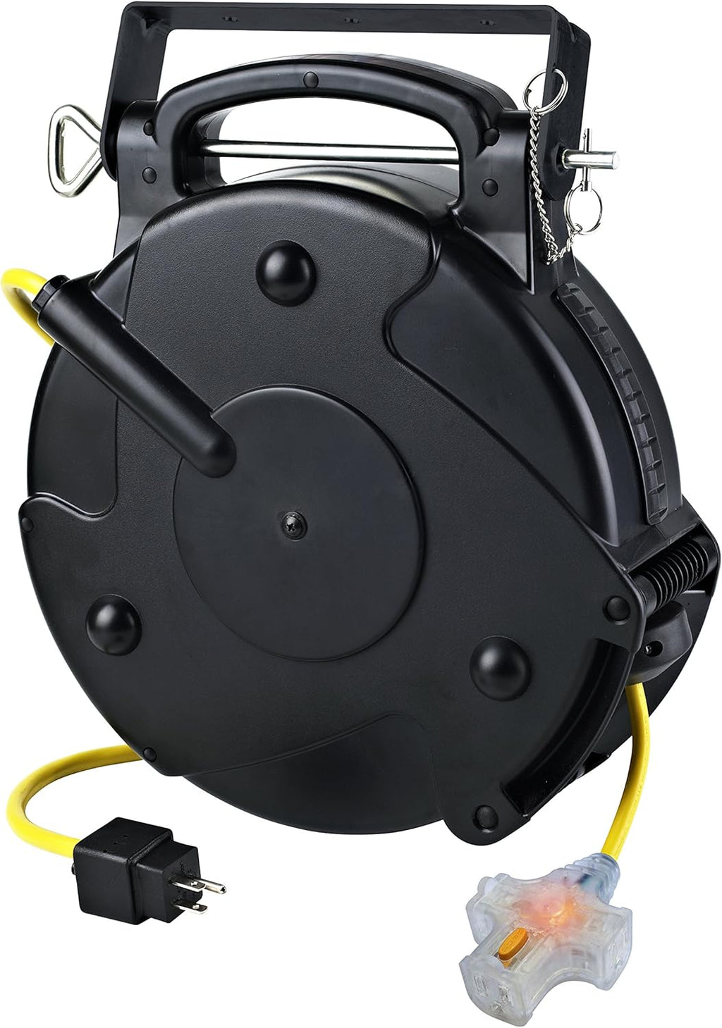 75' Black Cord Reel with Locking Outlet Z2463