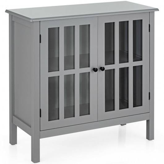 Gray Glass Door Sideboard Console Cabinet E2220