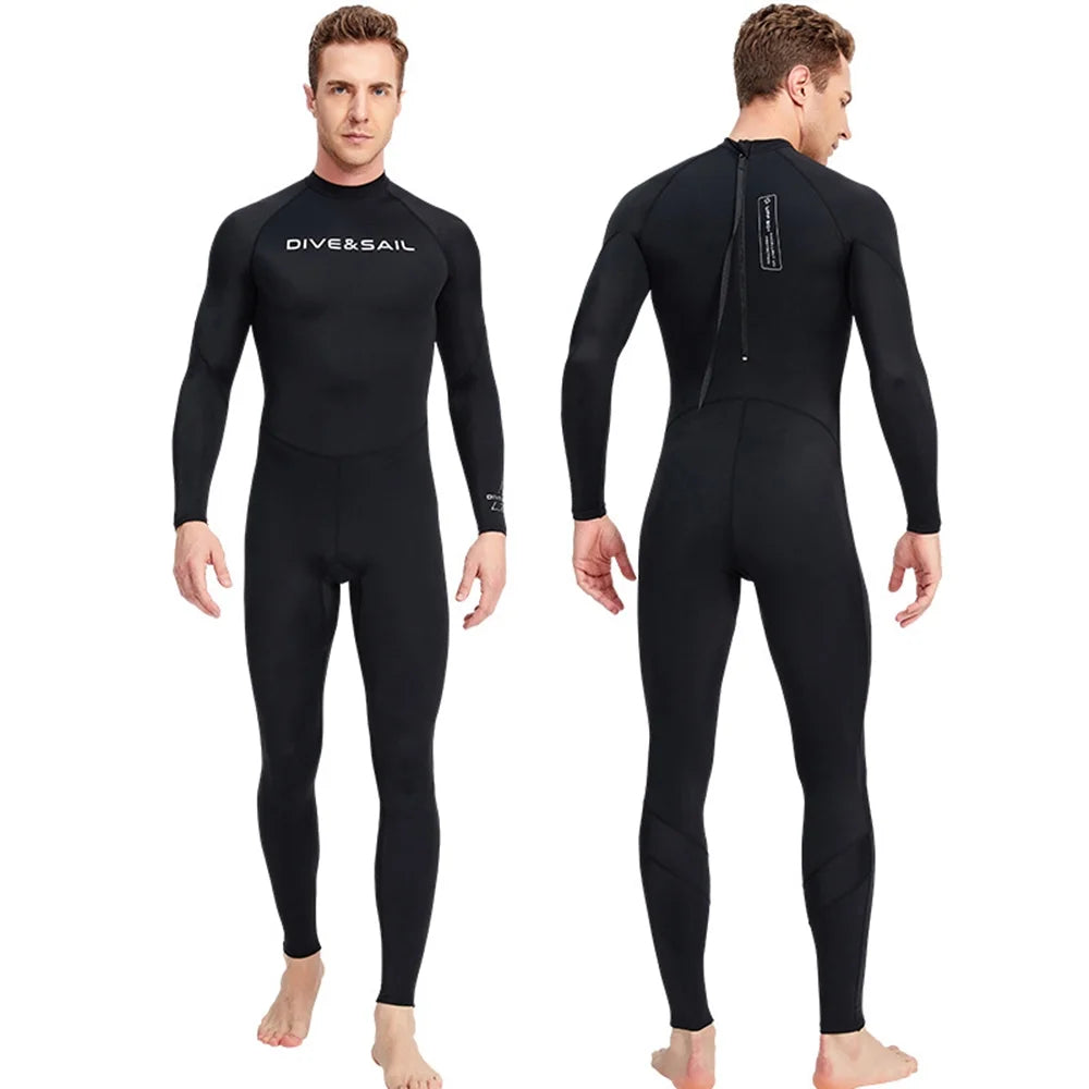 Men One Piece Swimsuit with Back Zipper Quick Dry Long Sleeve Surf Suit Q99736