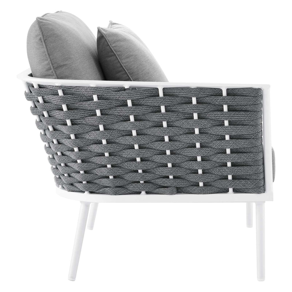 4 Piece White Gray Aluminum Patio Sectional Sofa Set O93728