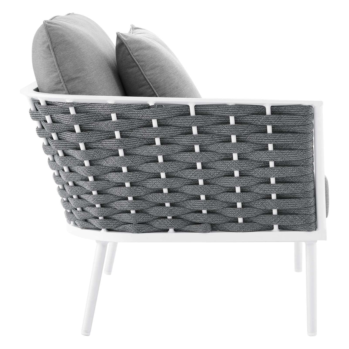 4 Piece White Gray Aluminum Patio Sectional Sofa Set O93728