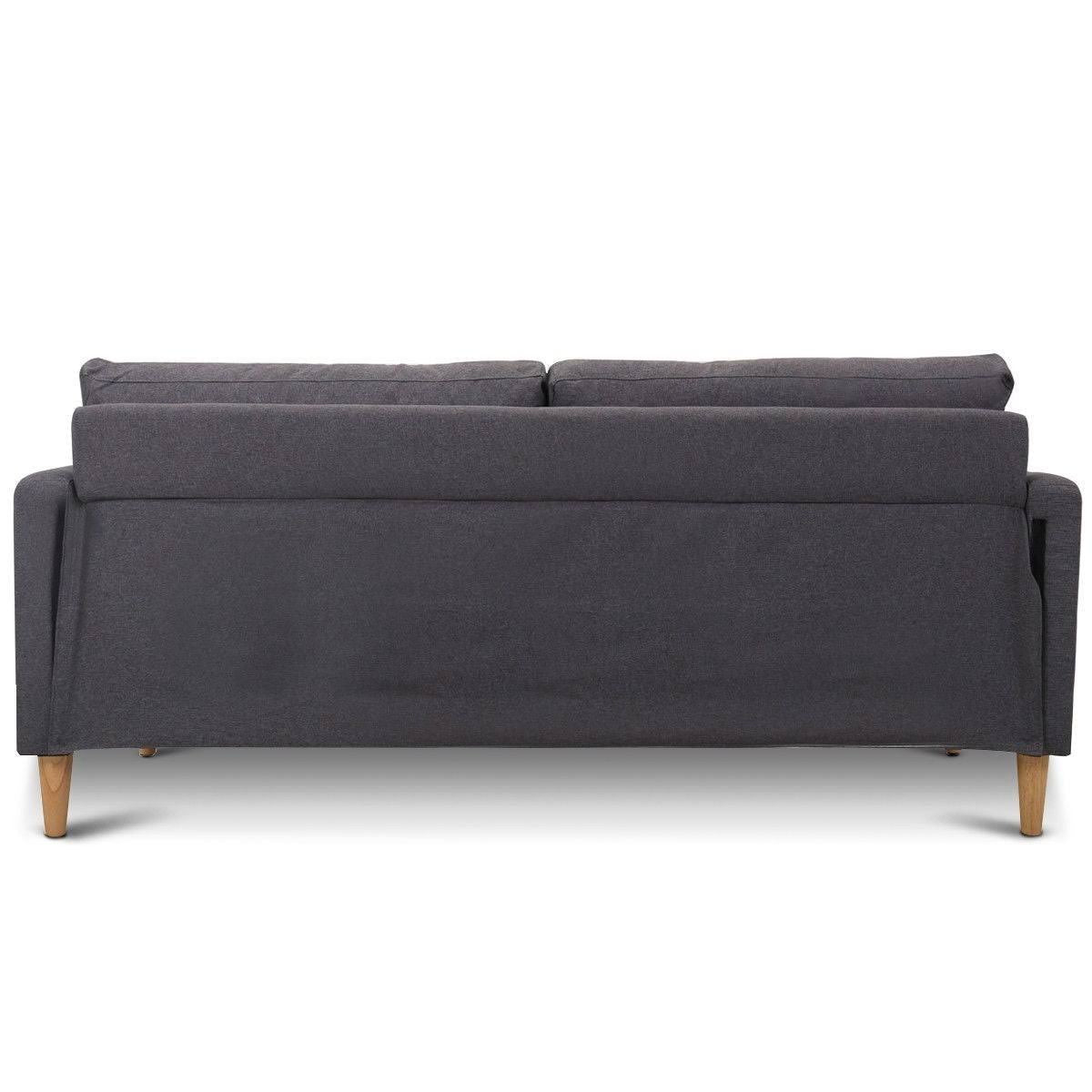 Grey Fabric Sofa with Wood Legs R678