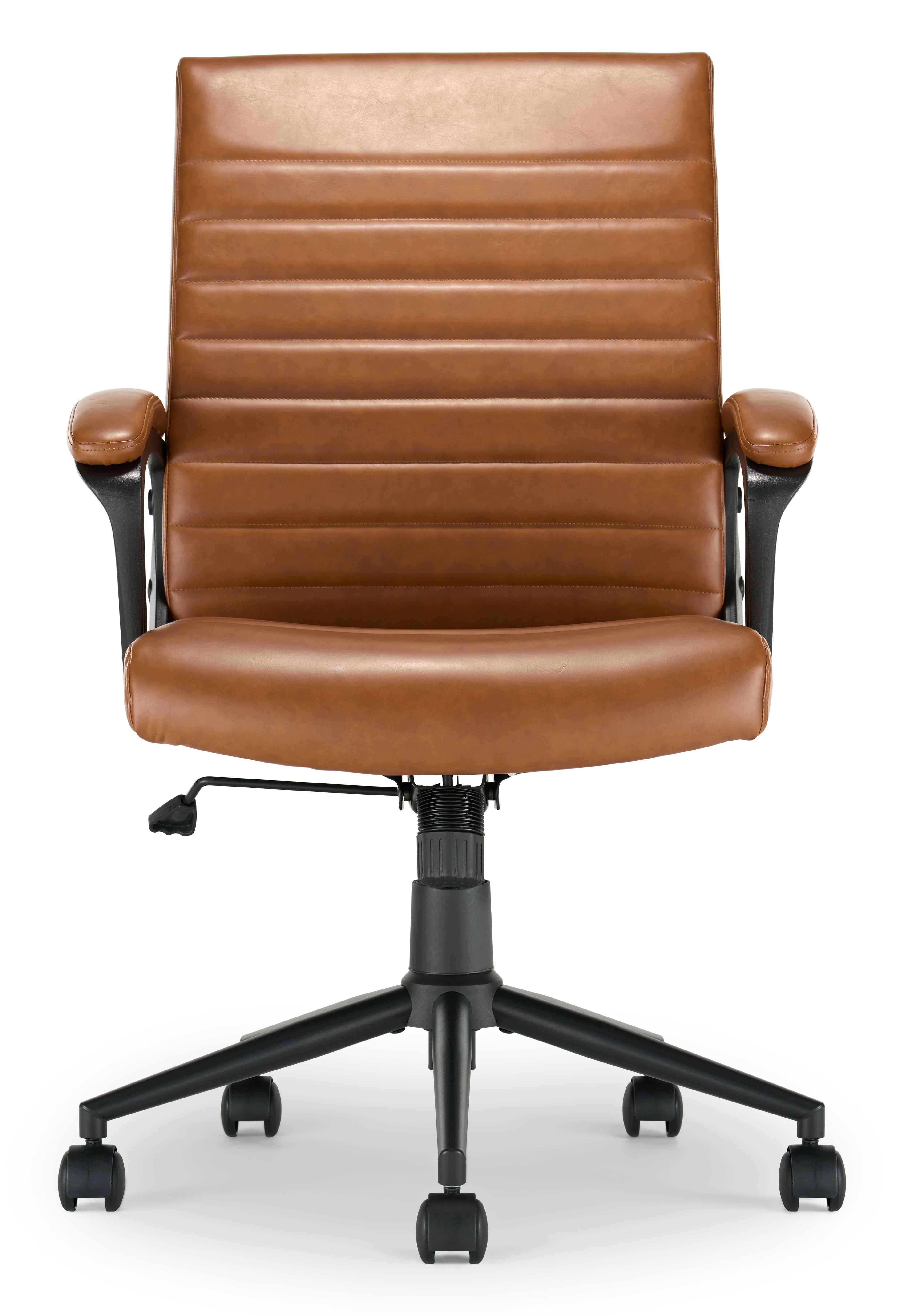 Cognac Bonded Leather Ergonomic Desk Chair E631