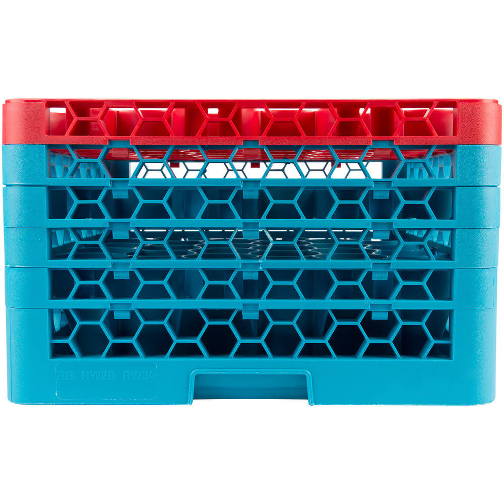 Red Color-Coded Glass Rack with 5 Extenders V8594