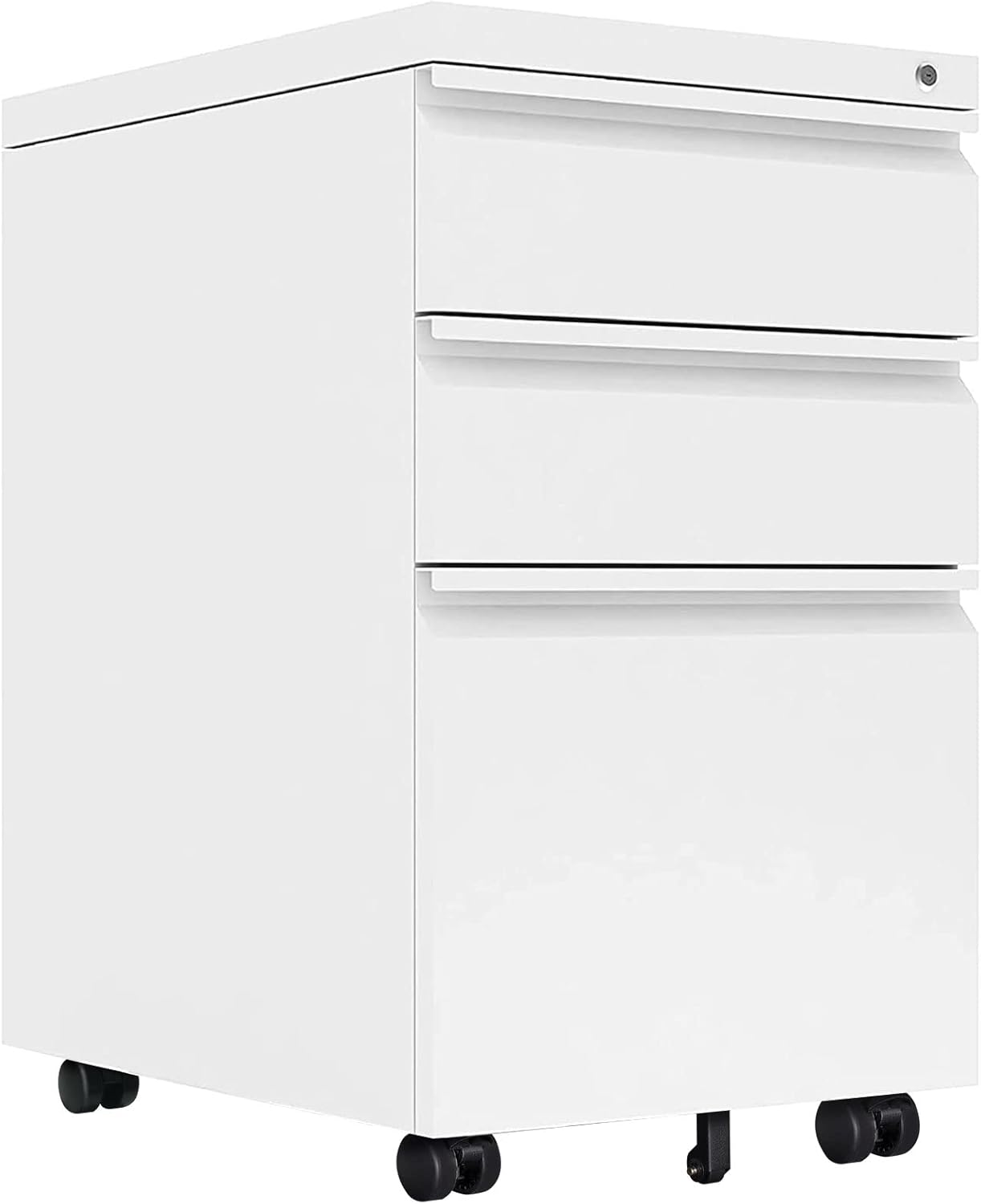 Black 3-Drawer Metal Mobile File Cabinet with Lock Y324147