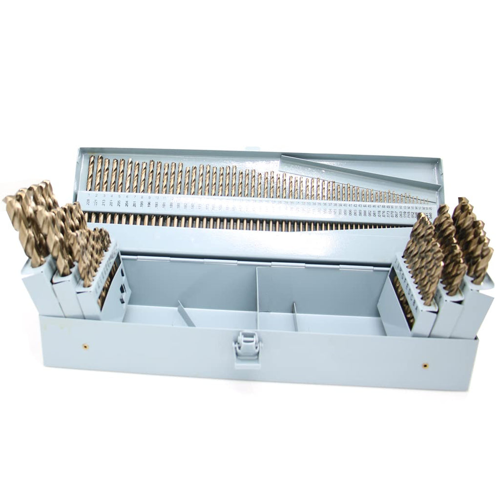 115 pcs HSS Cobalt Drill Bit Set with Metal Indexed Storage Case S901859