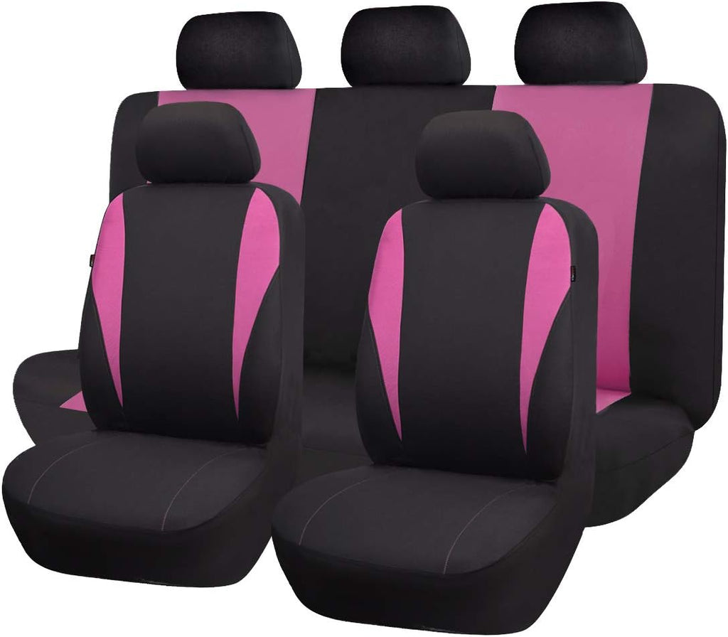 Black Polyester Car Seat Covers 9 PCS Pack of 2 C988702
