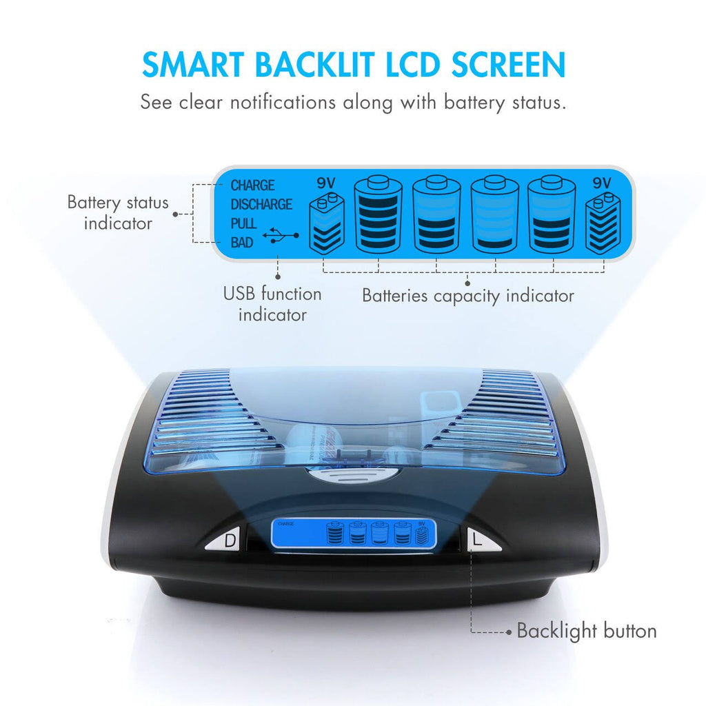 Combo: Universal LCD Battery Charger + 26 NiMH Rechargeable Batteries (8aa/8aaa/4c/4d/2 9V) S9839