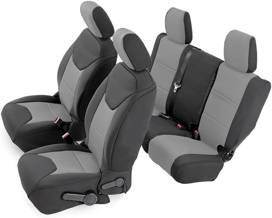 Gray & Black Neoprene Front & Rear Seat Covers V3660