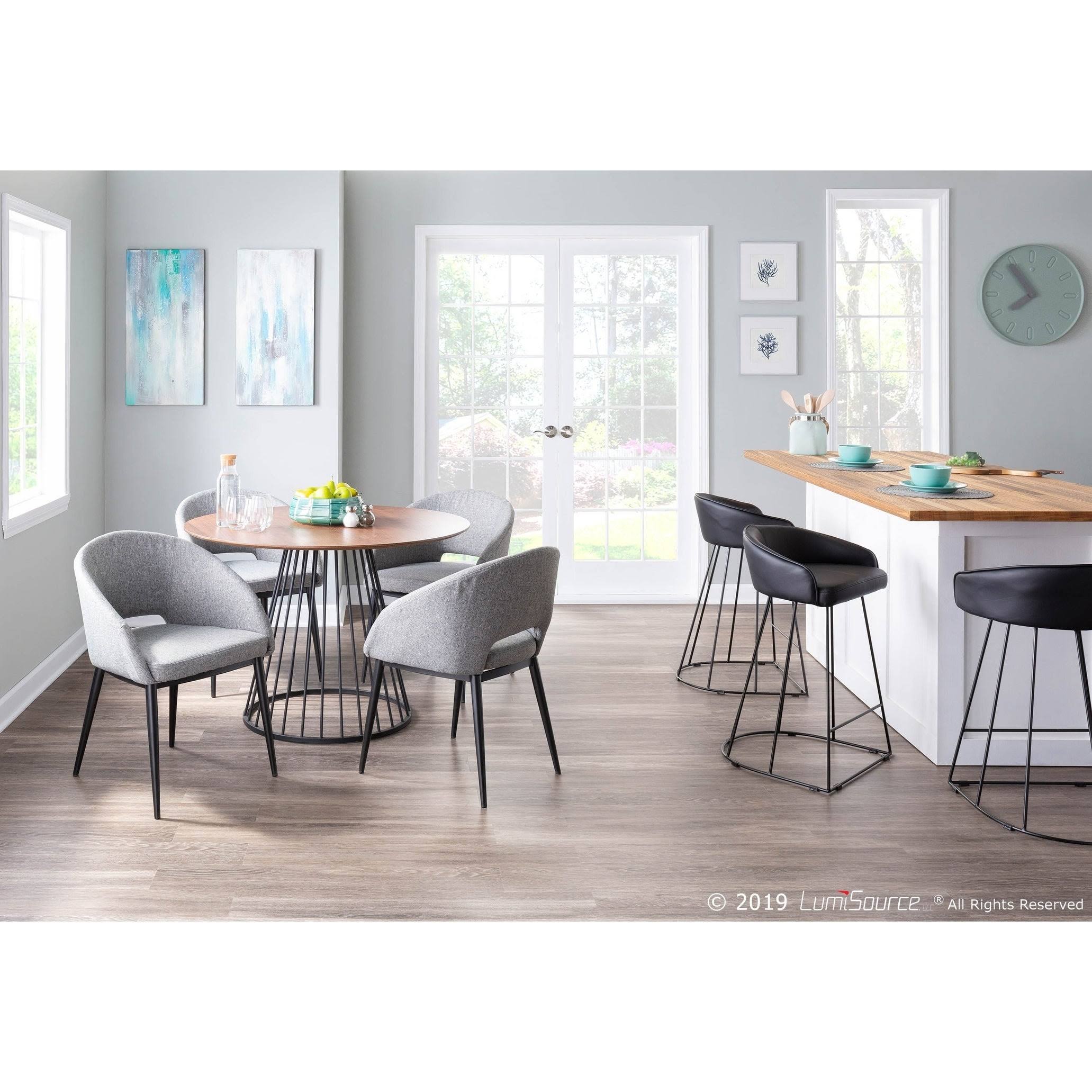 Set of 2 Contemporary Counter Stool Black/White B963