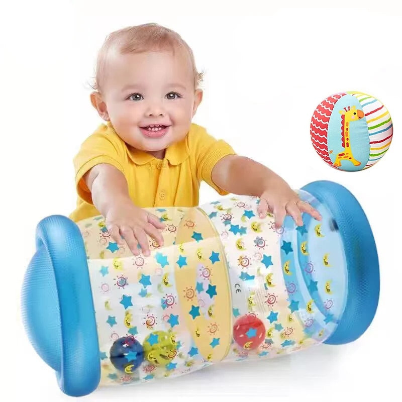 Inflatable Baby Crawling Roller Toy with Rattle and Ball PVC Early Educational Toy Y2867