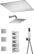 Matte Black 4 Way Thermostatic Shower Valve System with Body Jets, Handheld, 6" High Pressure Head and 20" Rain G525426