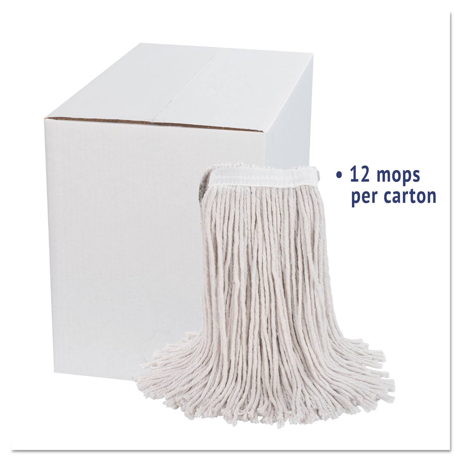 White Cotton Cut-End Wet Mop Heads 24oz 12/Carton M448