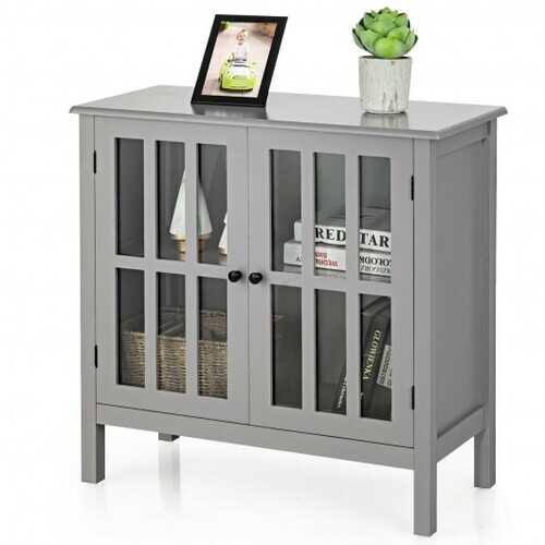 Gray Glass Door Sideboard Console Cabinet E2220