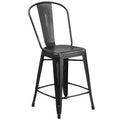 Distressed Metal Counter Height Barstool Black H74675