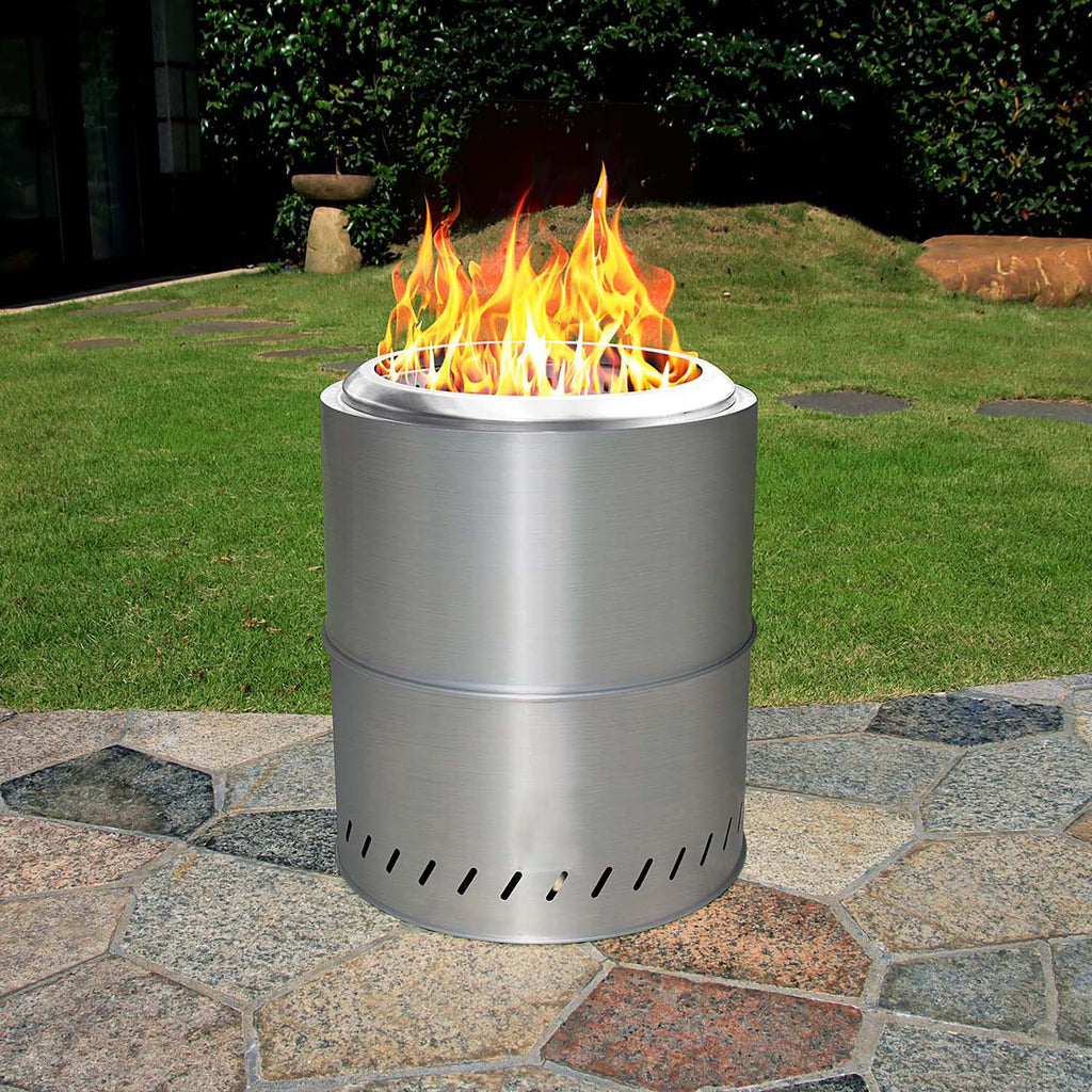 Portable Stainless Steel Smokeless Fire Pit with Removable Ash Pan and Travel Bag T252