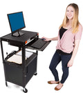 Black Height Adjustable Utility Cart with Locking Cabinet Y2538