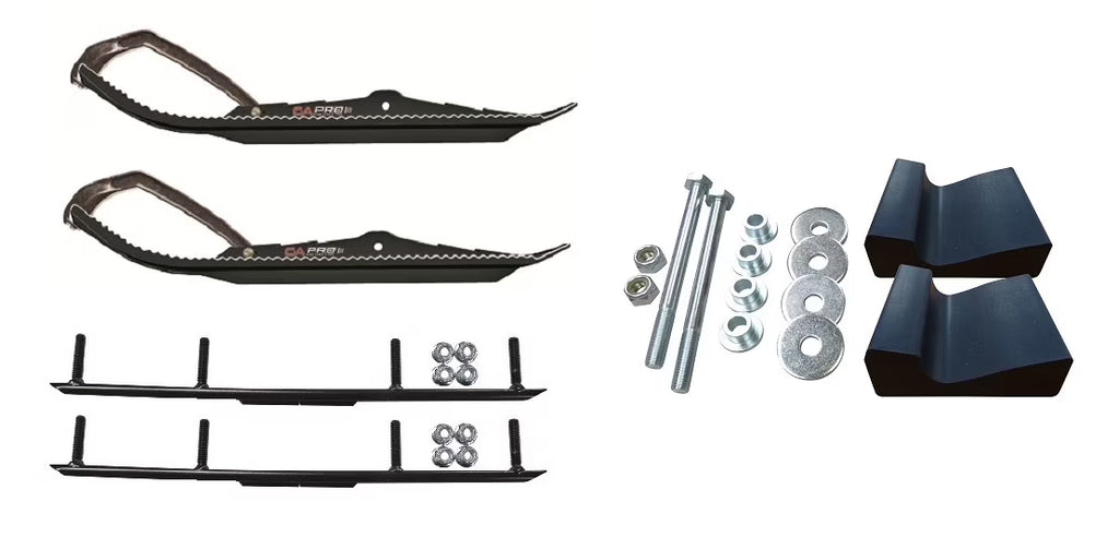 Black Snowmobile Skis with 4" Round Bars Complete Kit P770340