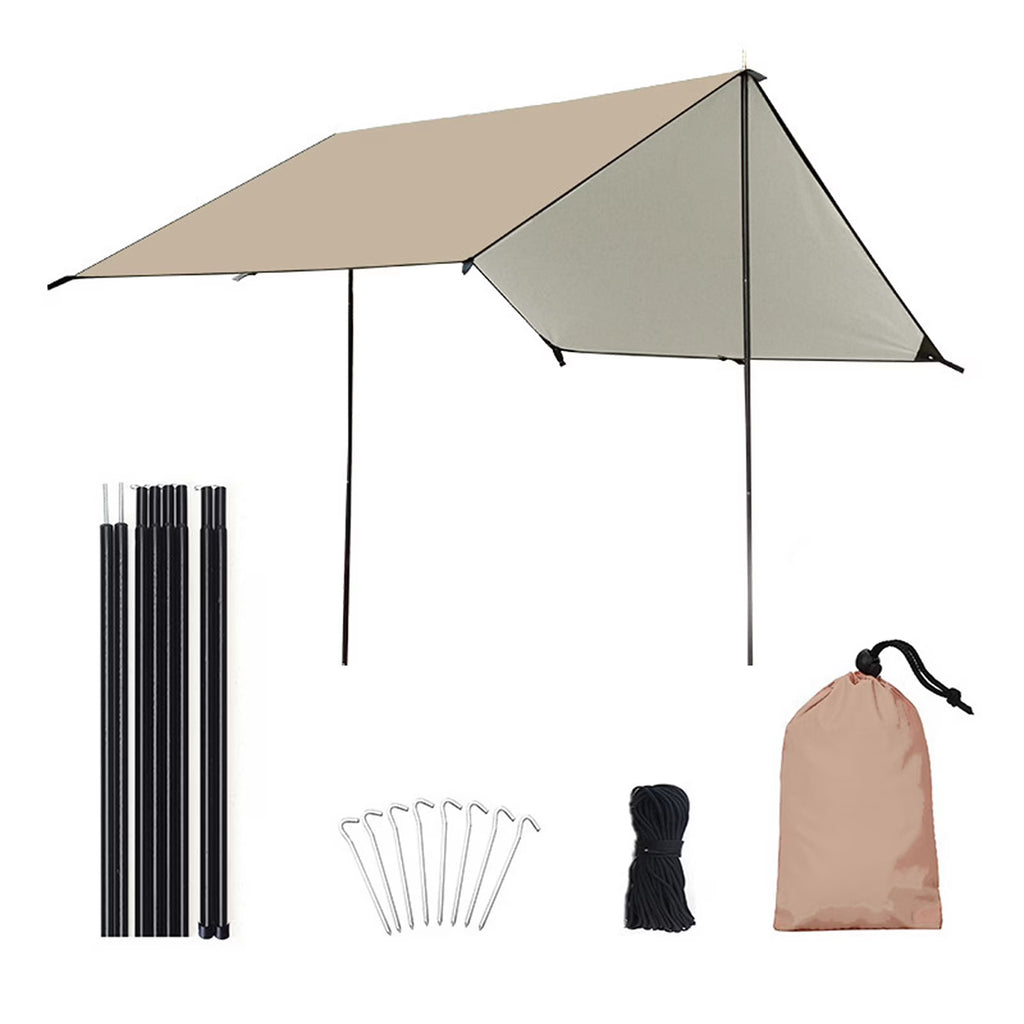 Waterproof Camping Tarp with Poles X39105
